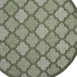 HomeRoots 8' Green Round Rug - Stylish Geometric Design for Indoor/Outdoor Spaces, Easy Care, Versatile Use 572803