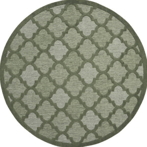 HomeRoots 8' Green Round Rug - Stylish Geometric Design for Indoor/Outdoor Spaces, Easy Care, Versatile Use 572803