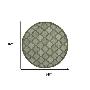 HomeRoots 8' Green Round Rug - Stylish Geometric Design for Indoor/Outdoor Spaces, Easy Care, Versatile Use 572803
