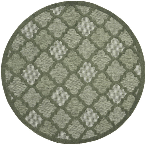 HomeRoots 8' Green Round Rug - Stylish Geometric Design for Indoor/Outdoor Spaces, Easy Care, Versatile Use 572803