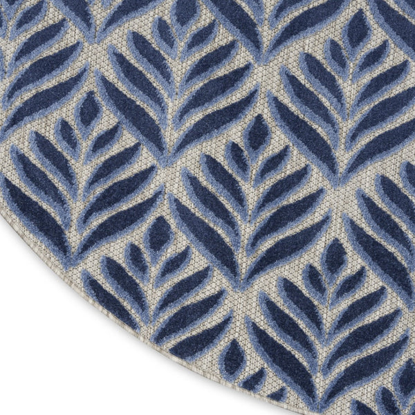 HomeRoots 5' Blue Round Floral Area Rug - Elegant, Durable, Indoor/Outdoor Carpet for Patios, Entryways & More! 572825
