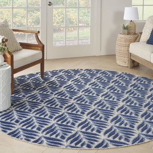HomeRoots 5' Blue Round Floral Area Rug - Elegant, Durable, Indoor/Outdoor Carpet for Patios, Entryways & More! 572825