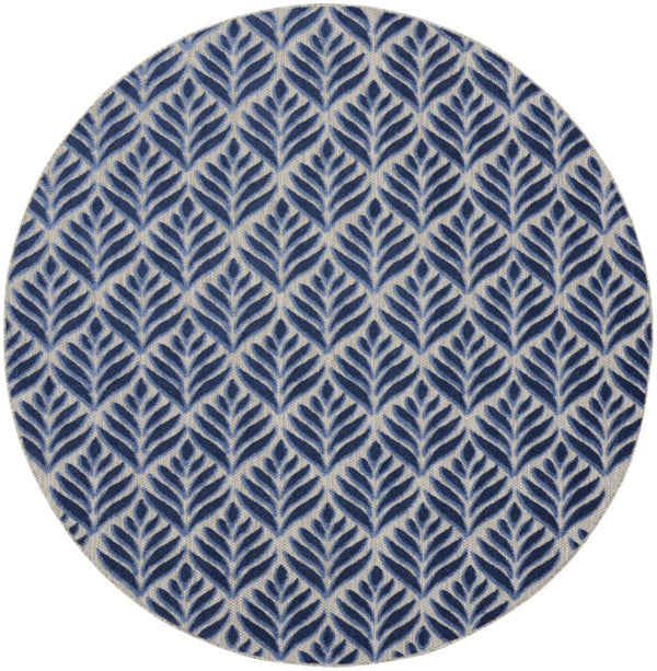 HomeRoots 5' Blue Round Floral Area Rug - Elegant, Durable, Indoor/Outdoor Carpet for Patios, Entryways & More! 572825