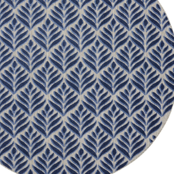 HomeRoots 5' Blue Round Floral Area Rug - Elegant, Durable, Indoor/Outdoor Carpet for Patios, Entryways & More! 572825