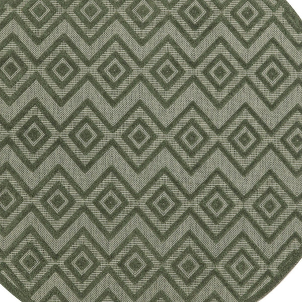 HomeRoots 8' Green Round Geometric Area Rug - Stylish Indoor/Outdoor Design with Low-Maintenance Durability 572835