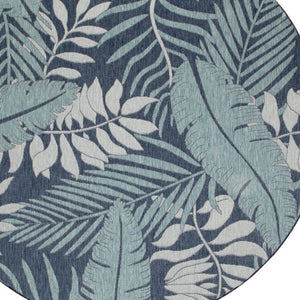 HomeRoots 8' Navy Blue Round Floral Area Rug - Stylish Indoor/Outdoor Durable Design for Patios, Kitchens & More 572837