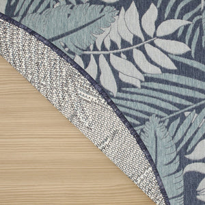 HomeRoots 8' Navy Blue Round Floral Area Rug - Stylish Indoor/Outdoor Durable Design for Patios, Kitchens & More 572837