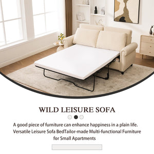 English Elm Sleeper Sofa Bed - Modern 2-Seater Pull-Out Couch With Memory Foam Mattress For Small Spaces, Beige W3696S00006-GIGA