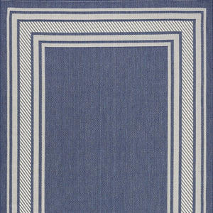 HomeRoots 6' Navy Blue & Ivory Geometric Area Rug - Durable Indoor/Outdoor Design for Modern Spaces, 6' x 9' 572870
