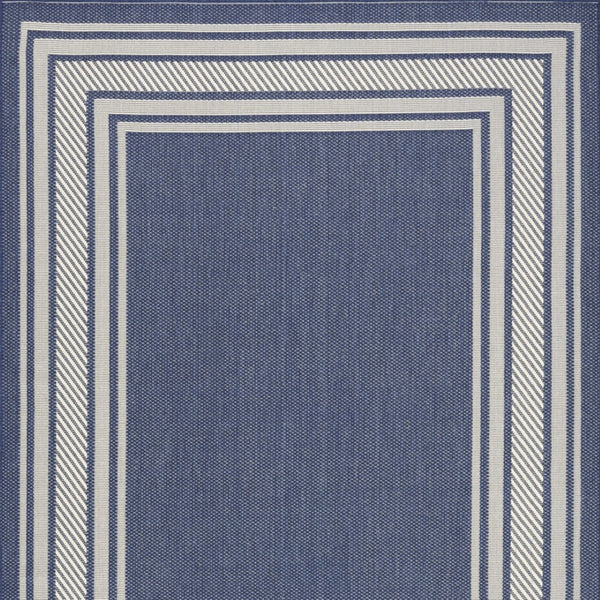HomeRoots 6' Navy Blue & Ivory Geometric Area Rug - Durable Indoor/Outdoor Design for Modern Spaces, 6' x 9' 572870
