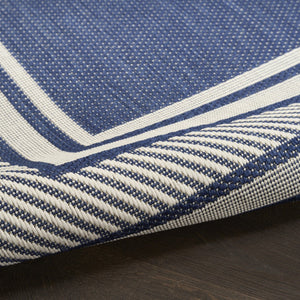 HomeRoots 6' Navy Blue & Ivory Geometric Area Rug - Durable Indoor/Outdoor Design for Modern Spaces, 6' x 9' 572870