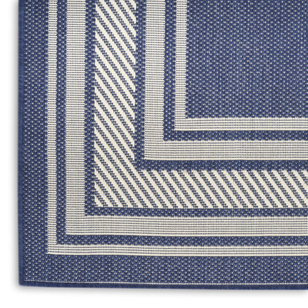 HomeRoots 6' Navy Blue & Ivory Geometric Area Rug - Durable Indoor/Outdoor Design for Modern Spaces, 6' x 9' 572870