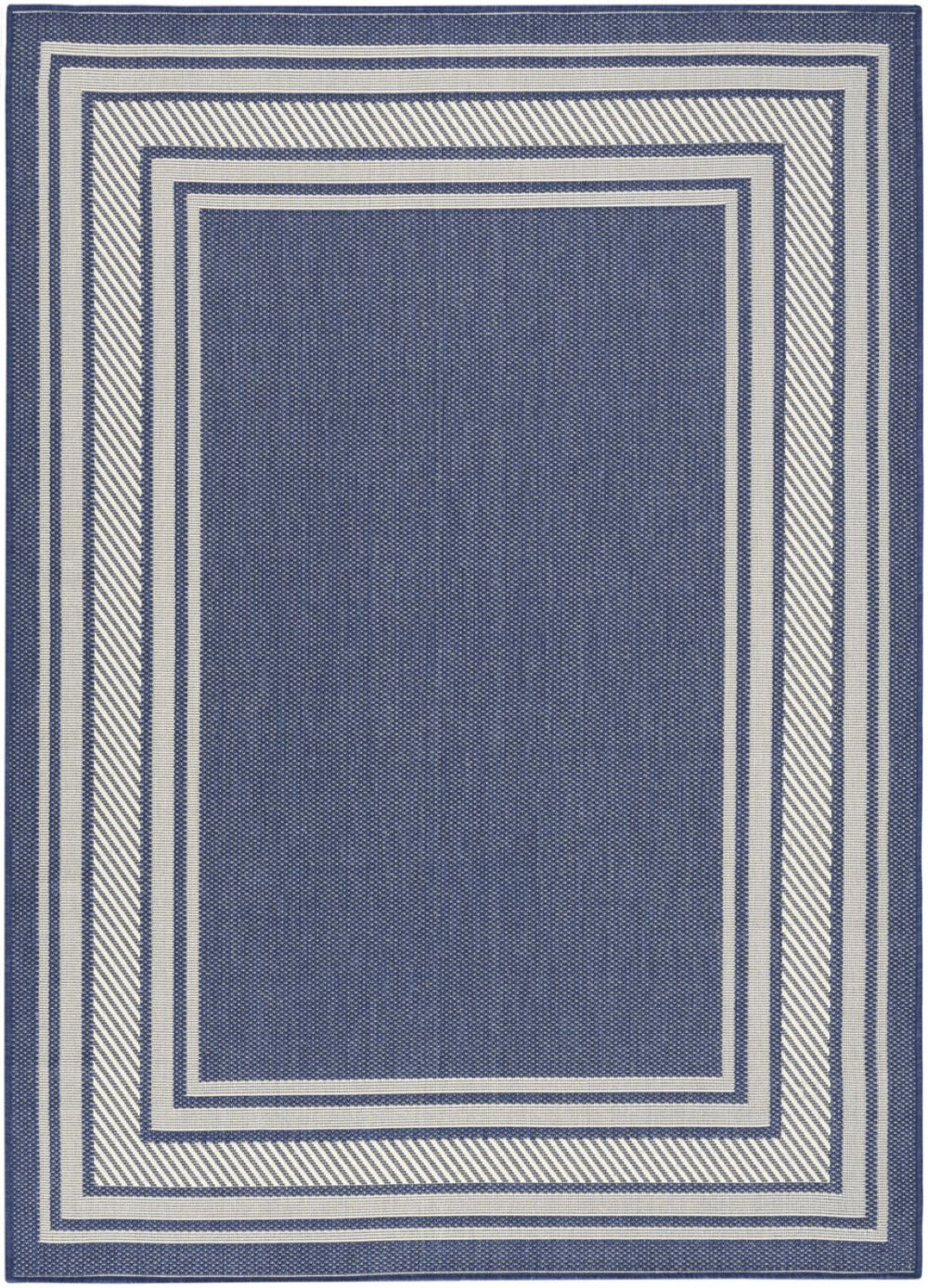 HomeRoots 6' Navy Blue & Ivory Geometric Area Rug - Durable Indoor/Outdoor Design for Modern Spaces, 6' x 9' 572870