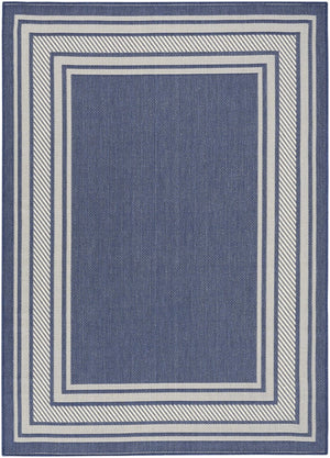 HomeRoots 6' Navy Blue & Ivory Geometric Area Rug - Durable Indoor/Outdoor Design for Modern Spaces, 6' x 9' 572870