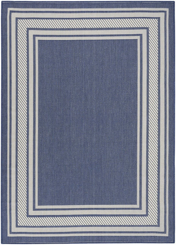 HomeRoots 6' Navy Blue & Ivory Geometric Area Rug - Durable Indoor/Outdoor Design for Modern Spaces, 6' x 9' 572870