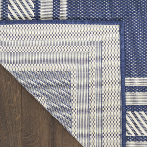 HomeRoots 6' Navy Blue & Ivory Geometric Area Rug - Durable Indoor/Outdoor Design for Modern Spaces, 6' x 9' 572870