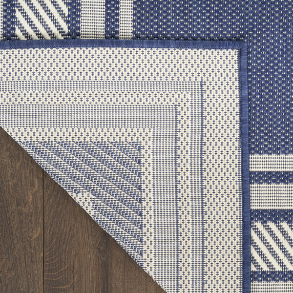 HomeRoots 6' Navy Blue & Ivory Geometric Area Rug - Durable Indoor/Outdoor Design for Modern Spaces, 6' x 9' 572870