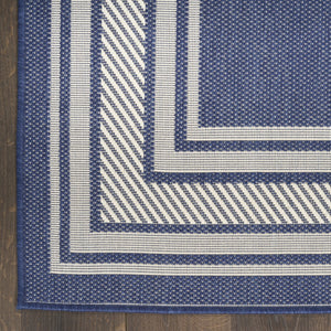 HomeRoots 6' Navy Blue & Ivory Geometric Area Rug - Durable Indoor/Outdoor Design for Modern Spaces, 6' x 9' 572870