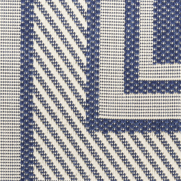 HomeRoots 6' Navy Blue & Ivory Geometric Area Rug - Durable Indoor/Outdoor Design for Modern Spaces, 6' x 9' 572870