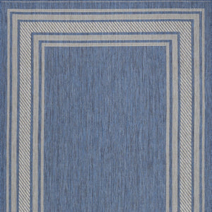 HomeRoots 6' Denim Blue & Ivory Geometric Area Rug - Stylish Indoor/Outdoor, Durable, Easy-Clean, Modern Design 572871