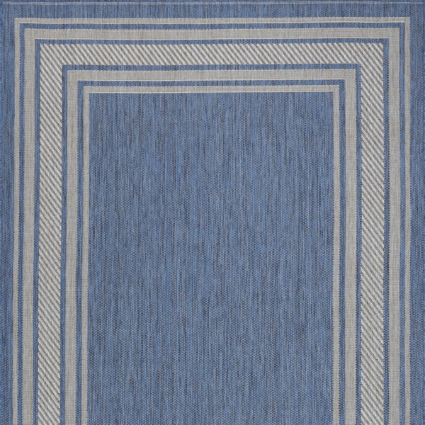 HomeRoots 6' Denim Blue & Ivory Geometric Area Rug - Stylish Indoor/Outdoor, Durable, Easy-Clean, Modern Design 572871
