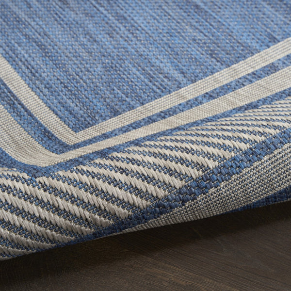 HomeRoots 6' Denim Blue & Ivory Geometric Area Rug - Stylish Indoor/Outdoor, Durable, Easy-Clean, Modern Design 572871