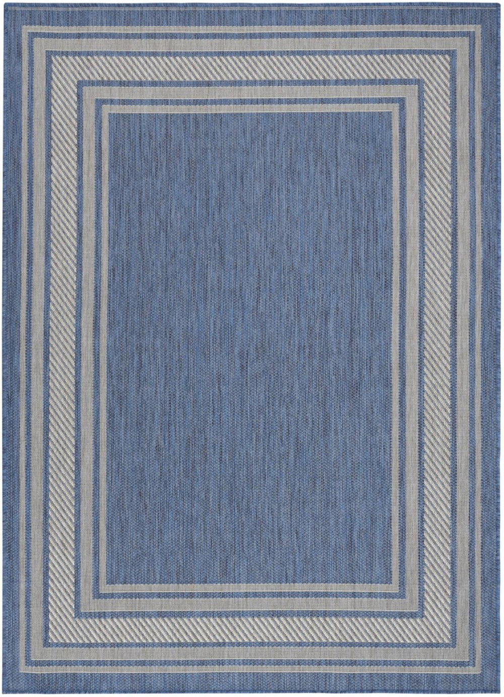 HomeRoots 6' Denim Blue & Ivory Geometric Area Rug - Stylish Indoor/Outdoor, Durable, Easy-Clean, Modern Design 572871