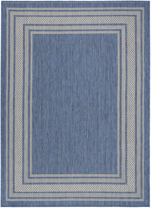 HomeRoots 6' Denim Blue & Ivory Geometric Area Rug - Stylish Indoor/Outdoor, Durable, Easy-Clean, Modern Design 572871
