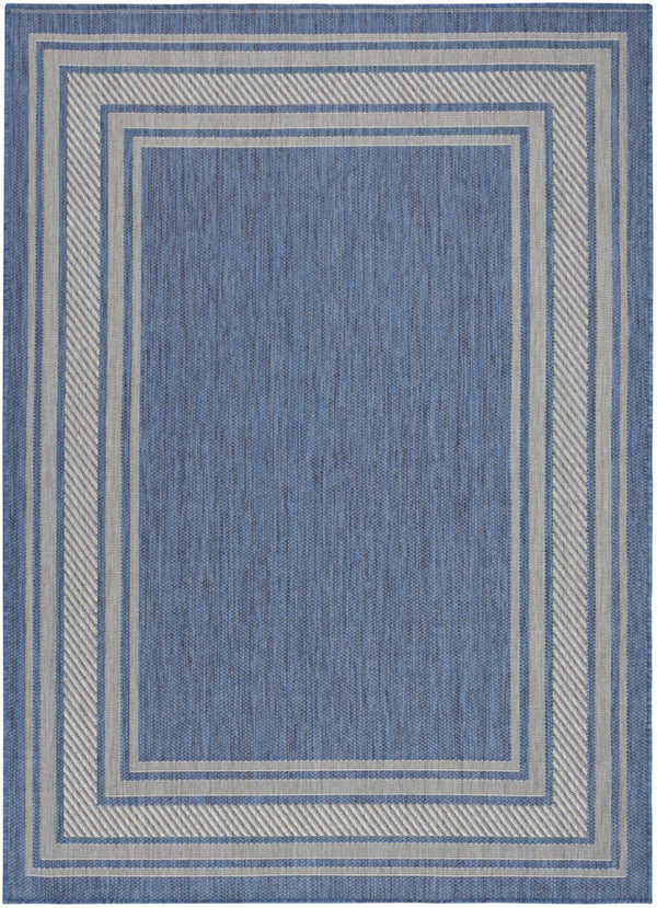 HomeRoots 6' Denim Blue & Ivory Geometric Area Rug - Stylish Indoor/Outdoor, Durable, Easy-Clean, Modern Design 572871