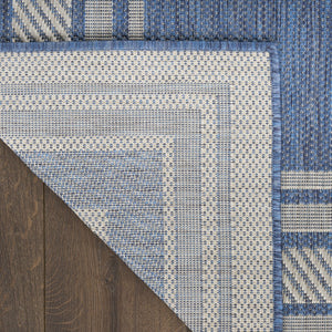 HomeRoots 6' Denim Blue & Ivory Geometric Area Rug - Stylish Indoor/Outdoor, Durable, Easy-Clean, Modern Design 572871