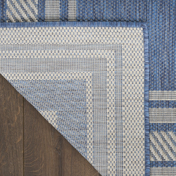 HomeRoots 6' Denim Blue & Ivory Geometric Area Rug - Stylish Indoor/Outdoor, Durable, Easy-Clean, Modern Design 572871