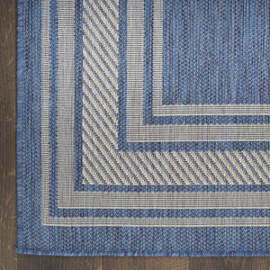 HomeRoots 6' Denim Blue & Ivory Geometric Area Rug - Stylish Indoor/Outdoor, Durable, Easy-Clean, Modern Design 572871