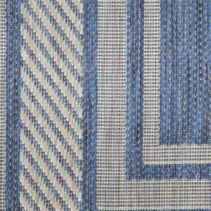 HomeRoots 6' Denim Blue & Ivory Geometric Area Rug - Stylish Indoor/Outdoor, Durable, Easy-Clean, Modern Design 572871