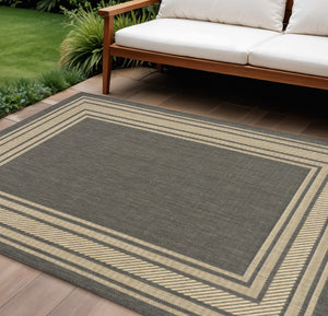HomeRoots 6' X 9' Charcoal Geometric Area Rug - Stylish Indoor/Outdoor Design for Modern Spaces & Easy Care 572872