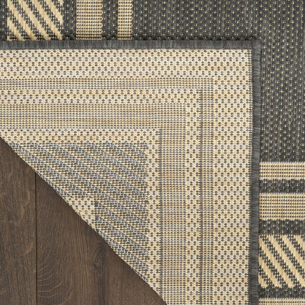 HomeRoots 6' X 9' Charcoal Geometric Area Rug - Stylish Indoor/Outdoor Design for Modern Spaces & Easy Care 572872