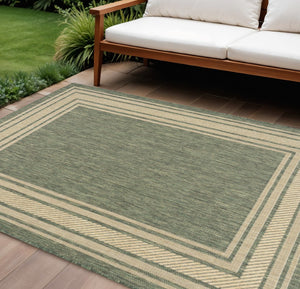 HomeRoots 6' X 9' Green Geometric Area Rug - Modern Indoor/Outdoor Carpet for Stylish Living & Easy Maintenance 572874