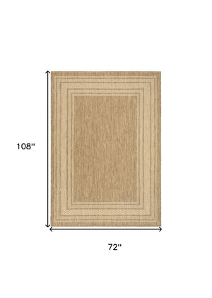 HomeRoots 6' Natural Geometric Indoor/Outdoor Area Rug - Durable, Stylish, Low-Maintenance for Versatile Spaces 572875
