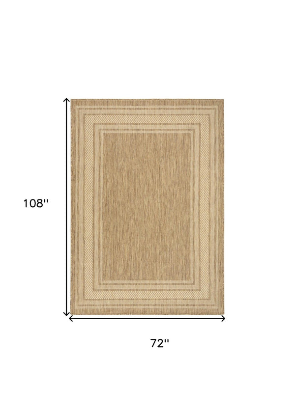 HomeRoots 6' Natural Geometric Indoor/Outdoor Area Rug - Durable, Stylish, Low-Maintenance for Versatile Spaces 572875