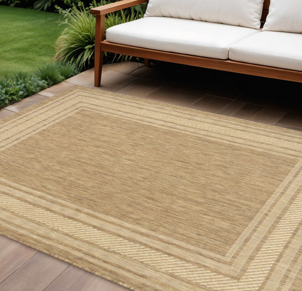 HomeRoots 6' Natural Geometric Indoor/Outdoor Area Rug - Durable, Stylish, Low-Maintenance for Versatile Spaces 572875