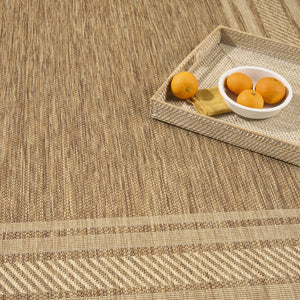 HomeRoots 6' Natural Geometric Indoor/Outdoor Area Rug - Durable, Stylish, Low-Maintenance for Versatile Spaces 572875