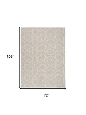 HomeRoots 6' X 9' Gray and Ivory Geometric Area Rug - Stylish, Durable & Easy-Care for Indoor/Outdoor Spaces 572880