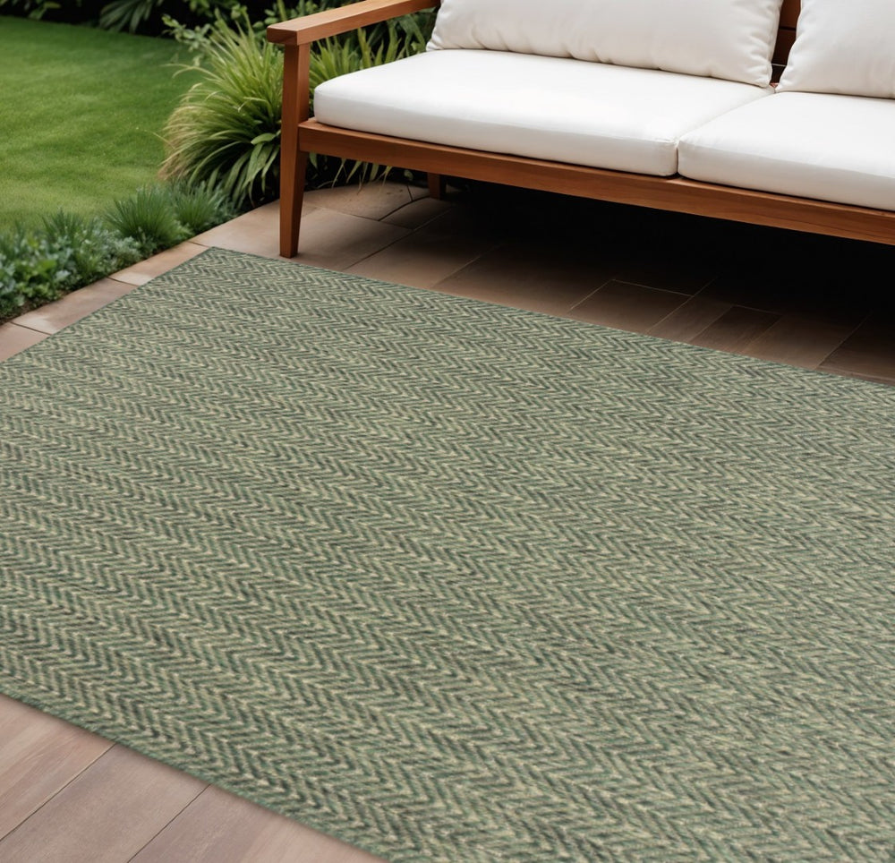 HomeRoots 6' Green Geometric Area Rug - Stylish Indoor/Outdoor Decor, Durable, Easy to Clean, Modern Design! 572886