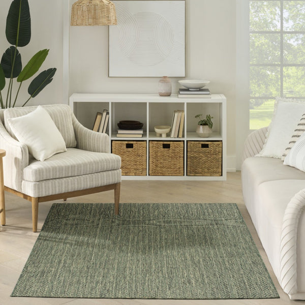 HomeRoots 6' Green Geometric Area Rug - Stylish Indoor/Outdoor Decor, Durable, Easy to Clean, Modern Design! 572886