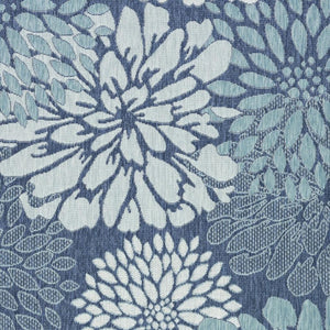 HomeRoots 6' X 9' Navy Blue Floral Area Rug - Durable Indoor/Outdoor Design, Easy Care, Timeless Elegance 572888