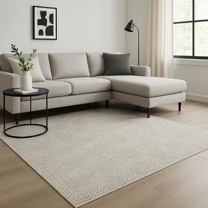 7 X 10 Polypropylene Geometric Area Rug Low Pile Modern Living Room Floor Accent
