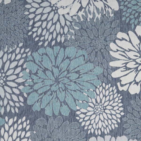 HomeRoots 8' X 10' Navy Blue Floral Area Rug - Stylish Indoor/Outdoor Accent for Easy Care & Timeless Elegance 572892