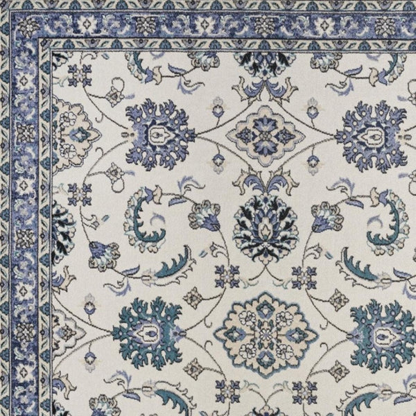 HomeRoots 6' X 9' Ivory and Blue Floral Area Rug – Timeless Elegance for Indoor and Outdoor Spaces, Easy Care! 572897