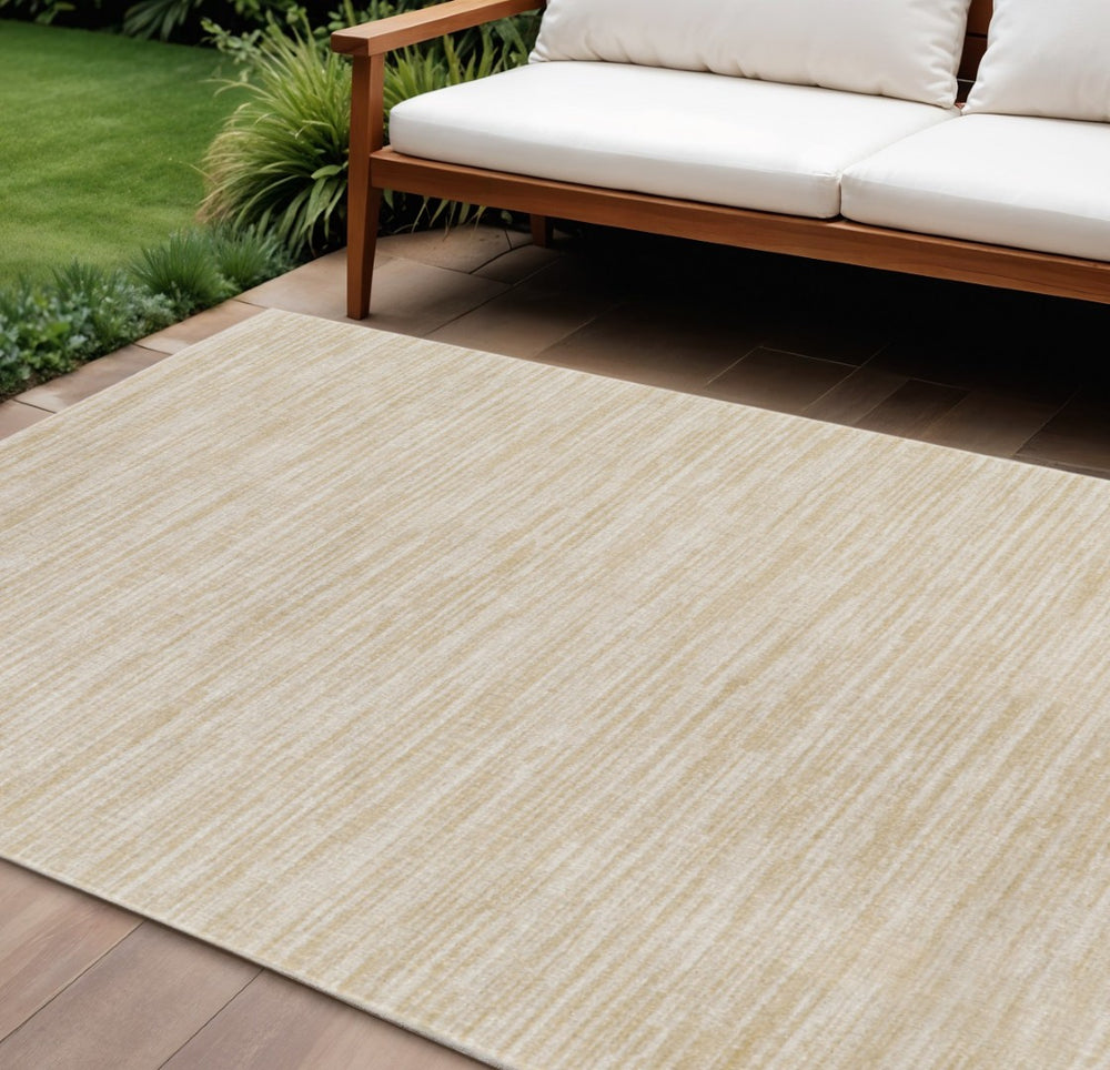 HomeRoots 6' X 9' Elegant Ivory and Gold Abstract Area Rug - Durable Indoor/Outdoor Design for Modern Spaces 572901