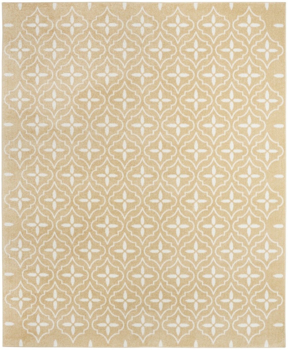 HomeRoots 6' X 9' Beige and Ivory Geometric Area Rug - Durable Indoor/Outdoor Design for Modern Spaces 572903