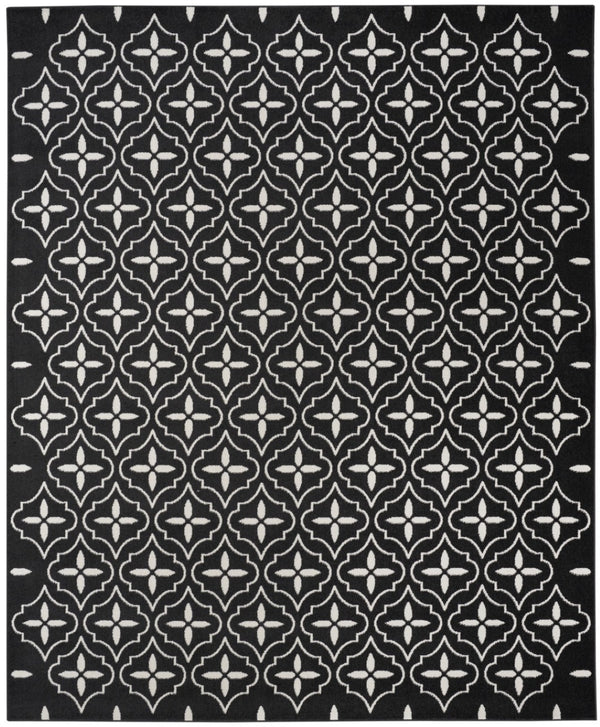 HomeRoots 6' X 9' Black and Ivory Geometric Area Rug – Stylish Indoor/Outdoor Durable Design for Modern Spaces 572904